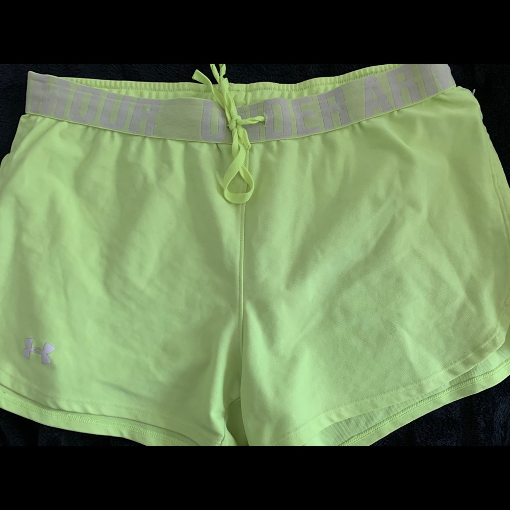 Neon yellow under armour shorts